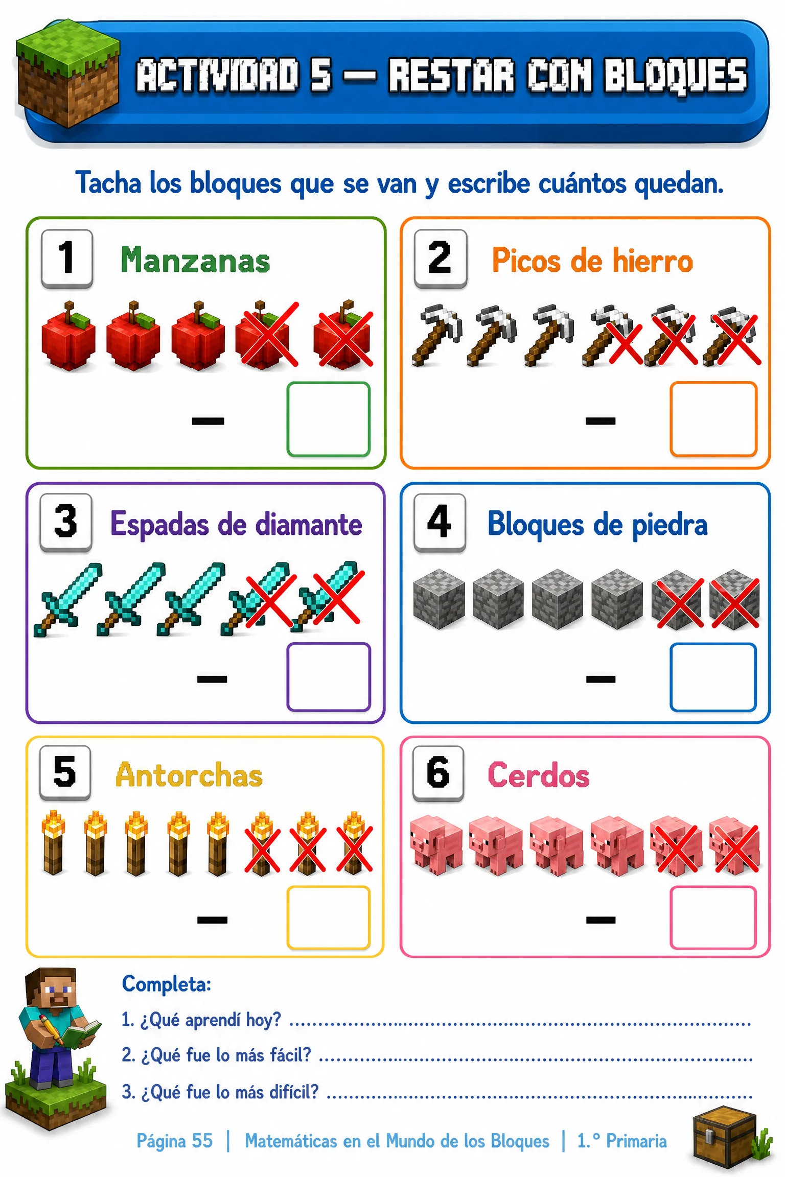 Actividad 5 · Restar con bloques