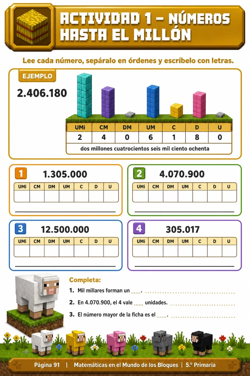 Actividad 1 · Números hasta el millón